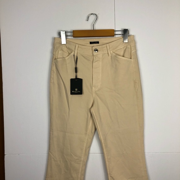 NWT Massimo Dutti Beige Cotton Flare Pants Sz 4 - Picture 3 of 7